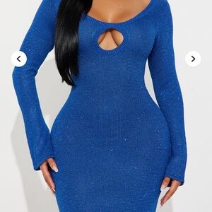 Fashion Nova Royal Blue Long Sleeve Dress